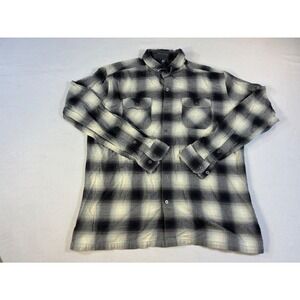Kuhl Mens XL Flannel Shirt Black Grey‎ Plaid Cotton Tencel Long Sleeve